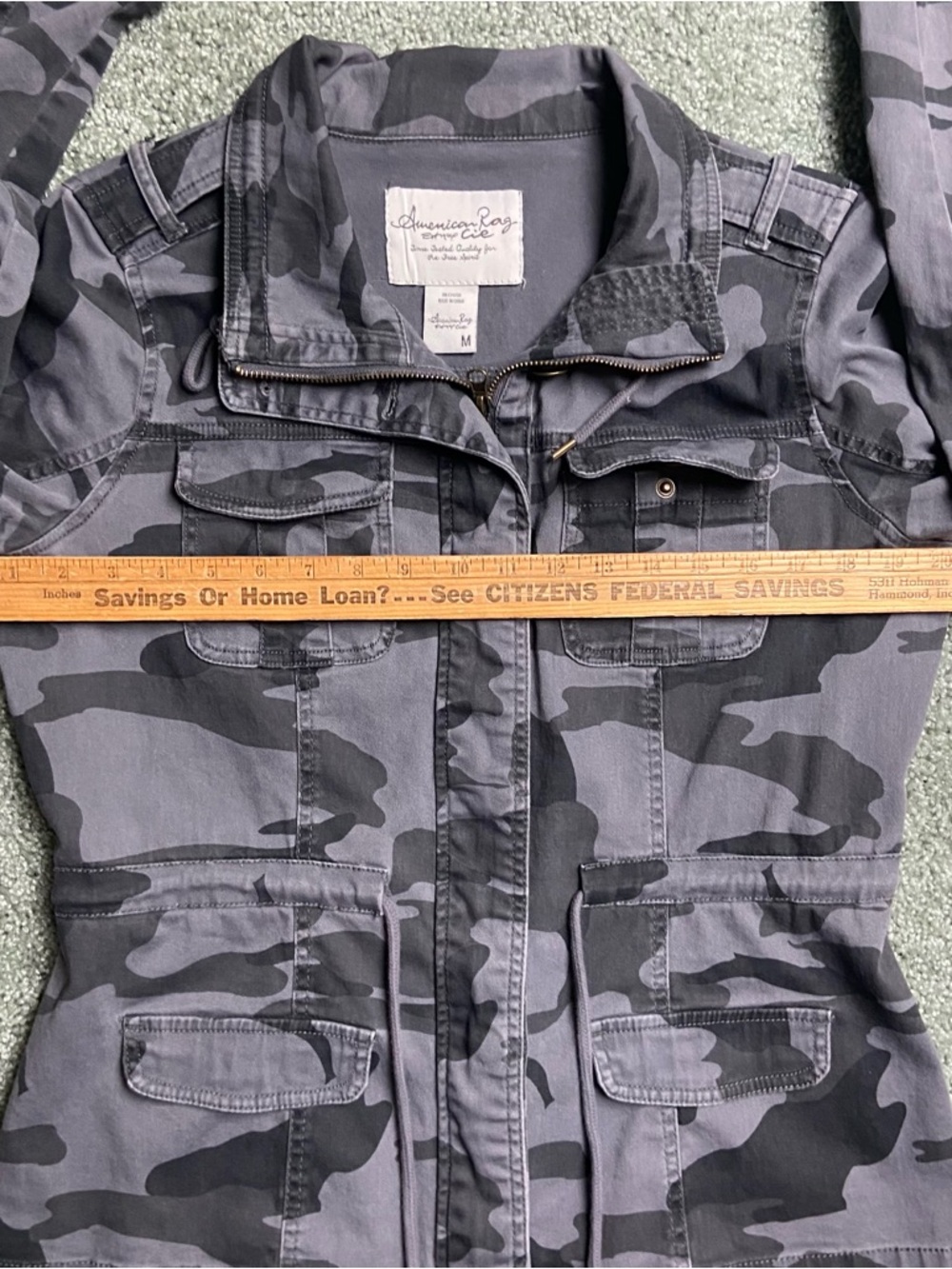 American Rag Grey Camo Utility Jacket Womens Size M - Picture 16 of 16